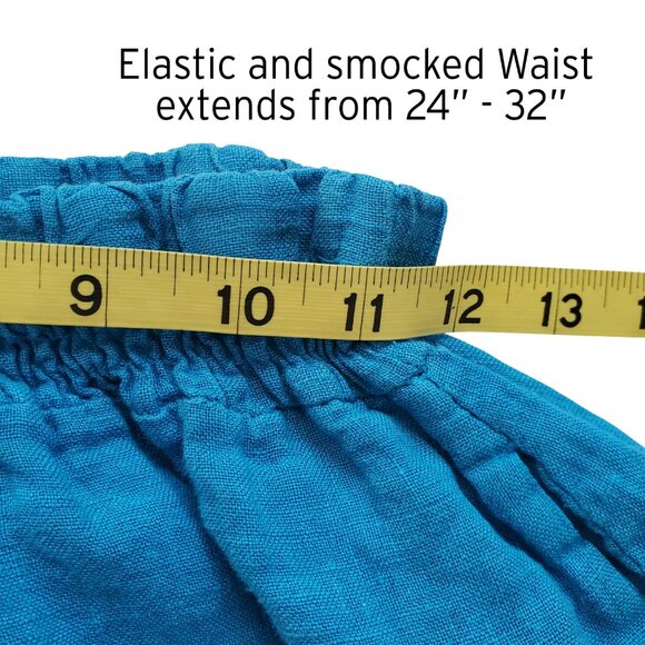 Made In Italy 100% Linen Super Wide Leg Ankle Palazzo Pants Turquoise Blue Sz M - Picture 8 of 15